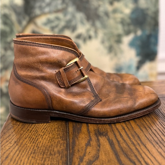 Florsheim Imperial Mens Buckle Ankle Boots Leather Dress Shoes Brown Size 9.5D - Picture 4 of 14